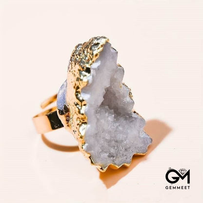 Irregular Crystal Sun Flower Sliced Ring