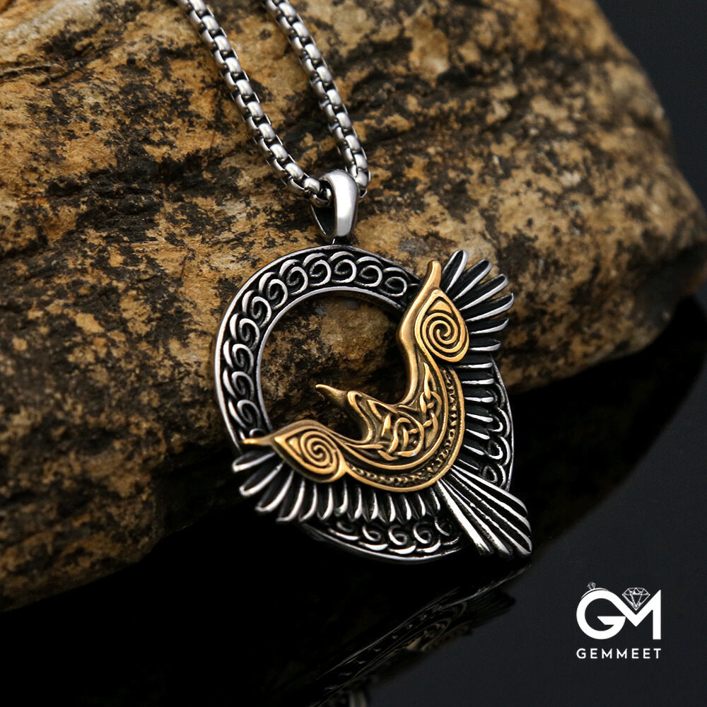 Vintage Titanium Steel Viking Eagle Necklace