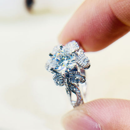 Flash Flower Adjustable Moissanite Ring