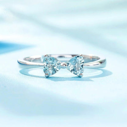 Aquamarine Heart-Shaped Zircon Ring