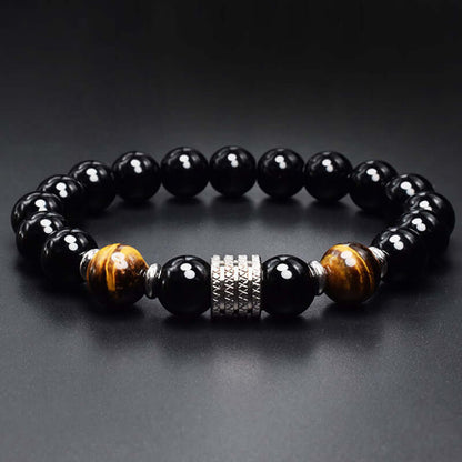 Tiger Eye With Obsidian Protection Bracelet