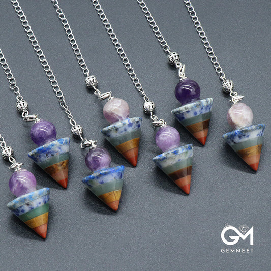 Crystal Multicolored Stone Cone Pendulum