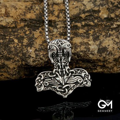 Stainless Steel Odin Sol Thor Hammer Pendant Necklace