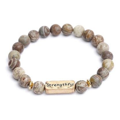 Natural Gemstone Strengthful Engraving Bracelet