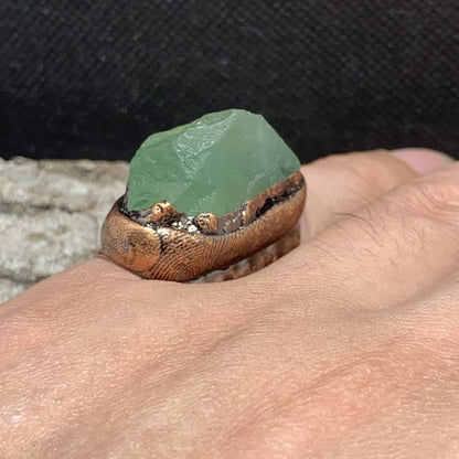 Moldavite Natural Crystal Adjustable Ring