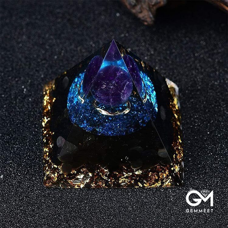 Amethyst Sphere With Blue Quartz Reki Orgone Pyramid