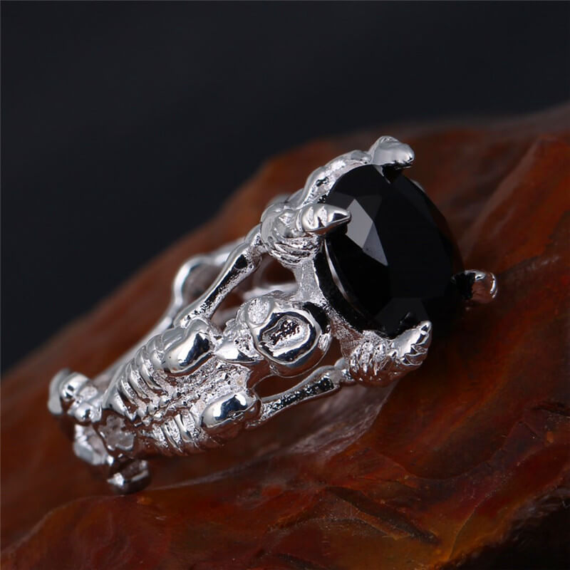 Halloween Skull Black Zircon Ring