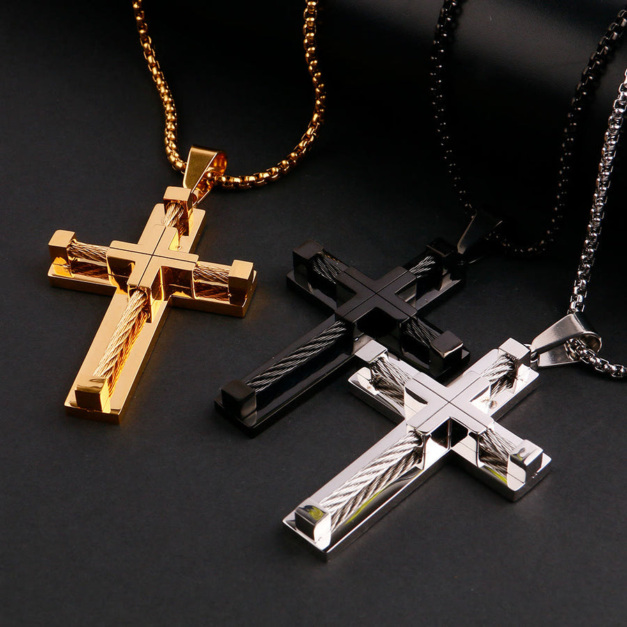 Jesus Christ Cross Pendant Stainless Steel Necklace