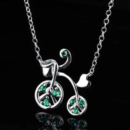 White Gold Bike Shape Multi Emerald Chain