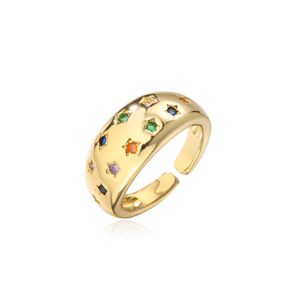 Coloful Star Stones Band Ring