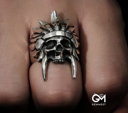 Indian Chief Skull Titanium Steel Men's Ring