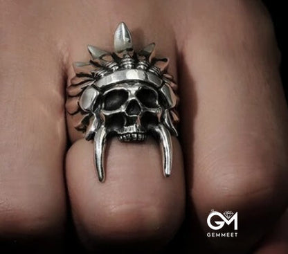 Indian Chief Skull Titanium Steel Men's Ring