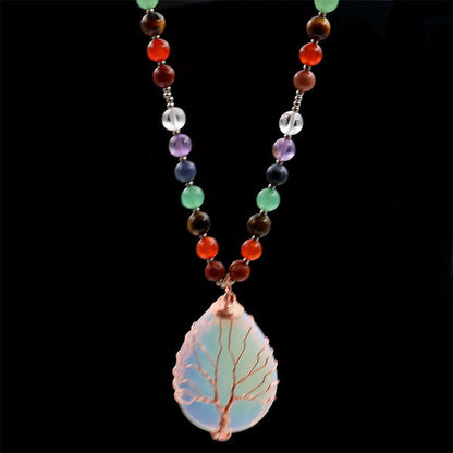 Opal Tree Of life Beaded Healing Necklace