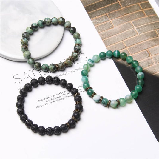 "Inner Peace" Men's Polished Natural Stone Bracelet