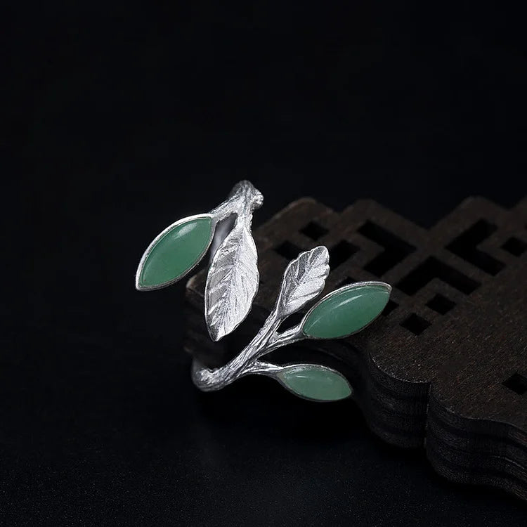 Marquise Shape Open Leaf Ring