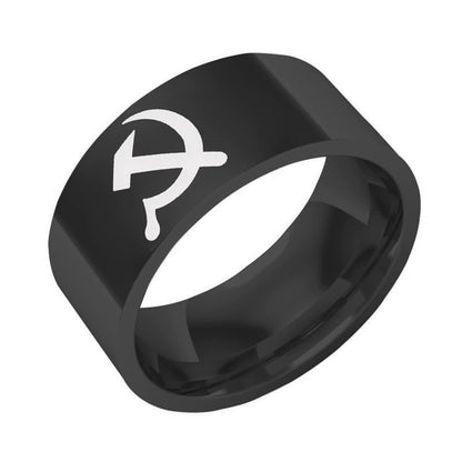 Hammer and Sickle Pattern Titanium Steel Ring