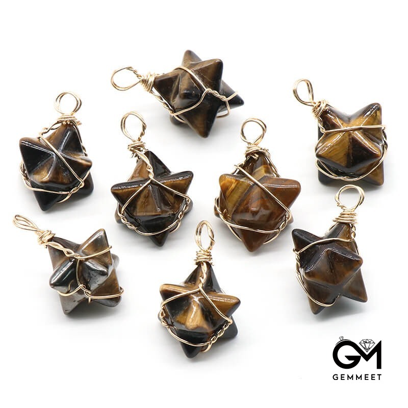 Merkaba Crystal Agate Stone Hexagram Pendant