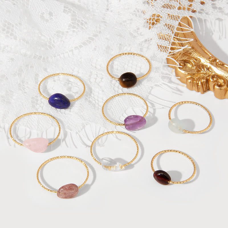 Natural Stone Irregular Crystal Ring Set