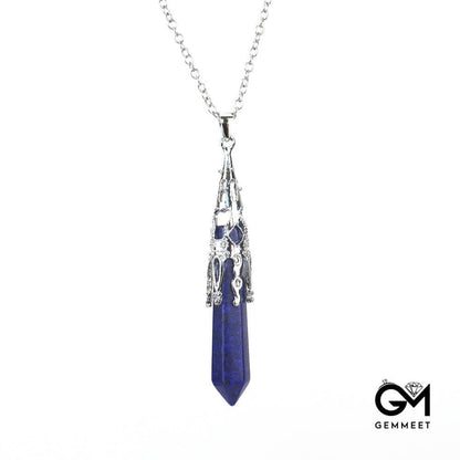 Crystal Hexagon Pyramid Pendant Necklace