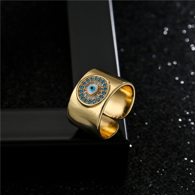 Evil Eye Totem Thick Band Ring