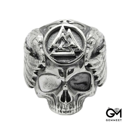 Viking Triangle Stainless Steel Skull Ring