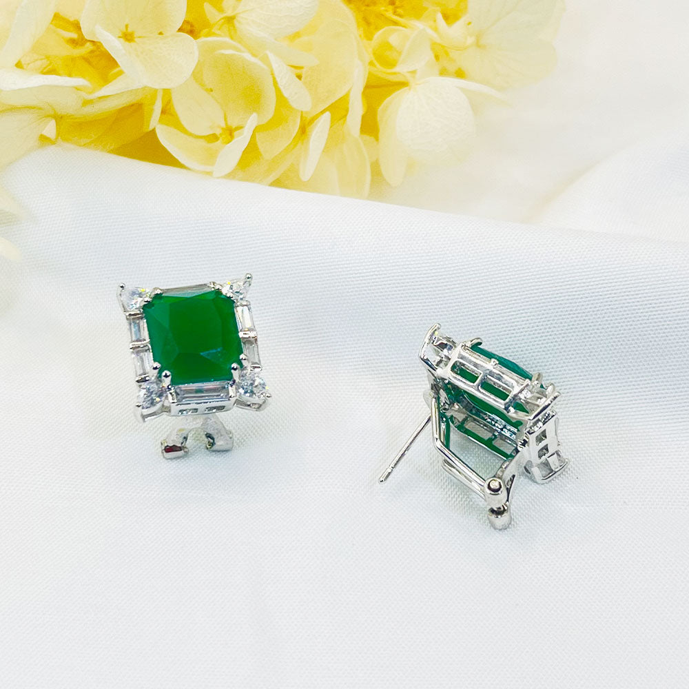 Square Candy Green Zircon Earring