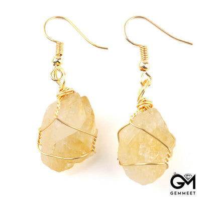 Simple Golden Winding Agate Earrings