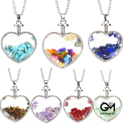 Heart Cut Pendant Gravel Polished Drift Bottle Necklace