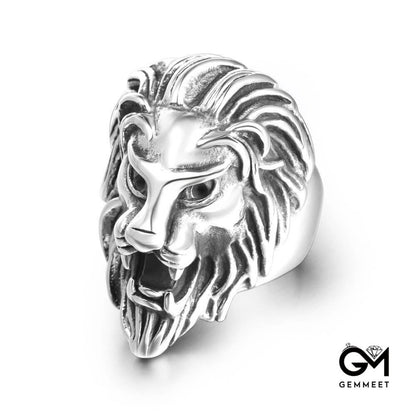 Titanium Steel Lion Head King of The Forest Ring