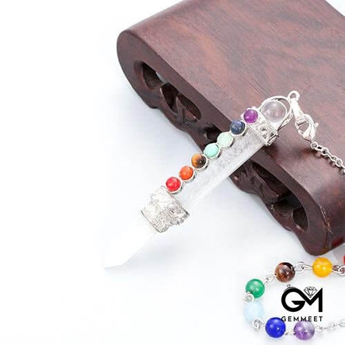 Chakra Crystal Hexagonal Column Pendulum