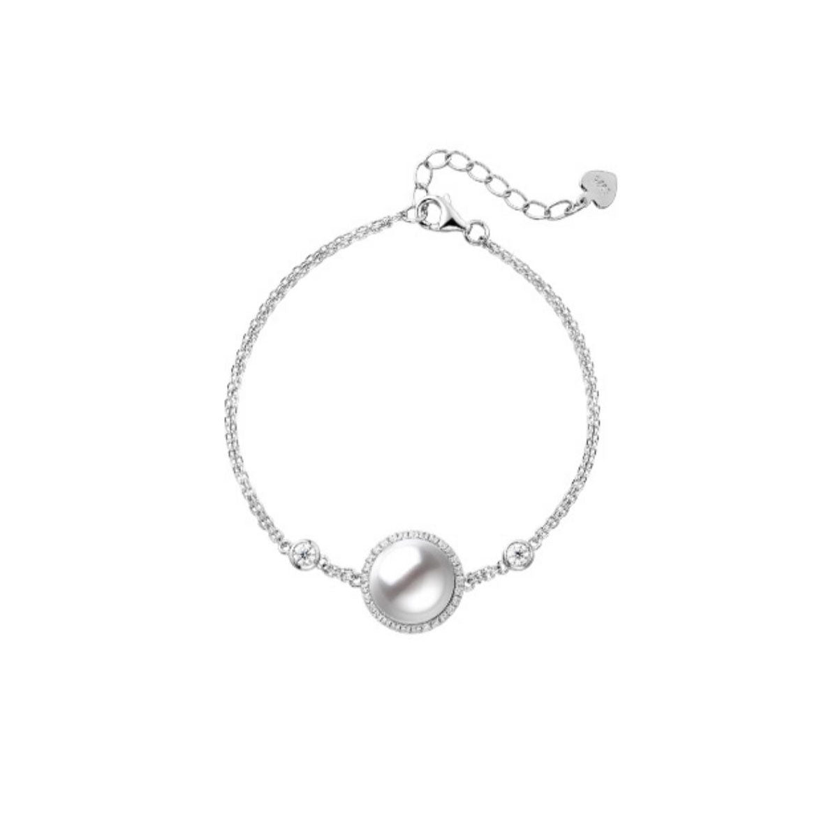 White Gold Big Organic Pearl Halo Bracelet