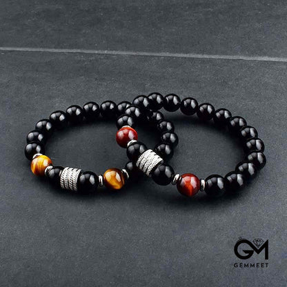 Fashion Tiger Eye with Obsidian Protection Bracelet