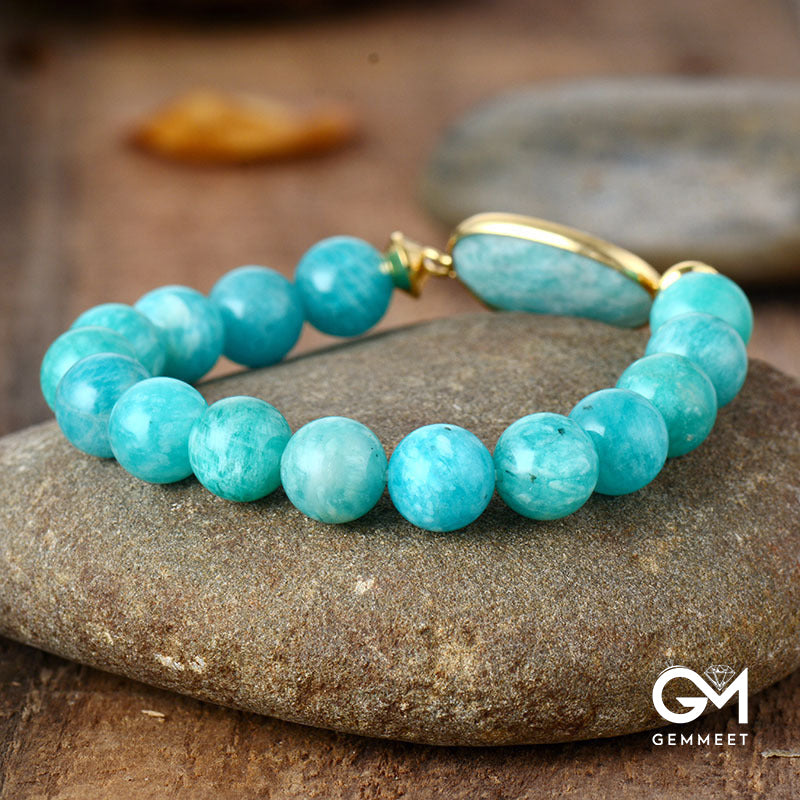 10mm Amazon Stretch Turquoise Beaded Bracelet