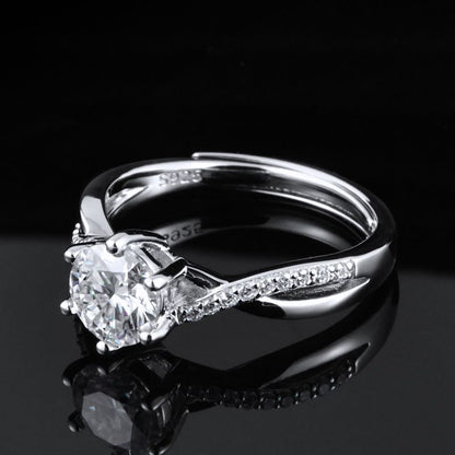 White Gold Rose Shape Moissanite Ring