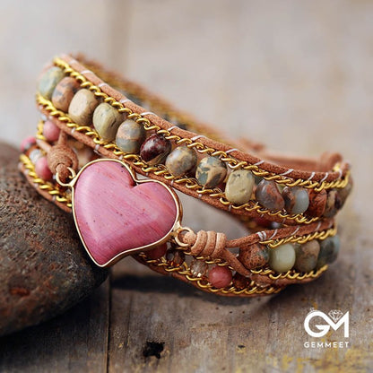 Pure Love Rhodonite Wrap Bracelet