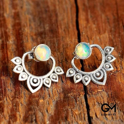 Opal Lotus Decorative Earrings