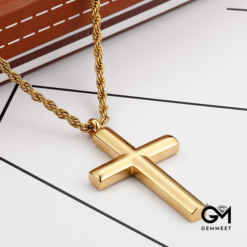 Classic Glossy Cross Titanium Steel Necklace