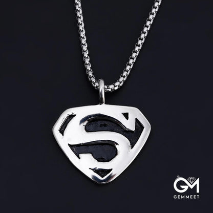 Titanium Steel Superman Logo Pendant Necklace