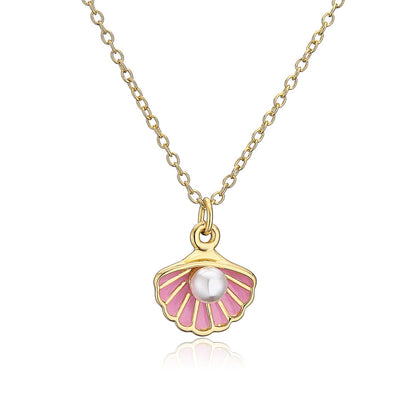 Colorful Shell Shape Pearl Chain Necklace