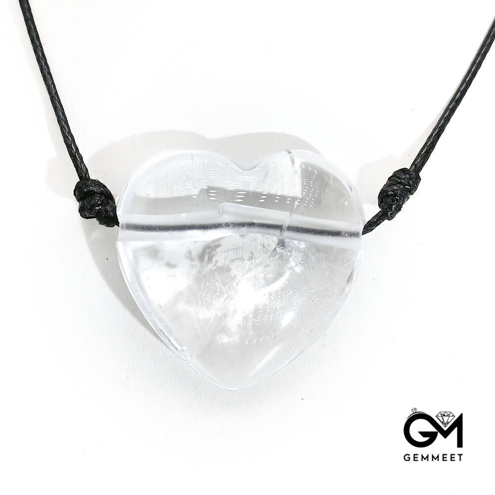 White Crystal Charm Heart Pendant Necklace