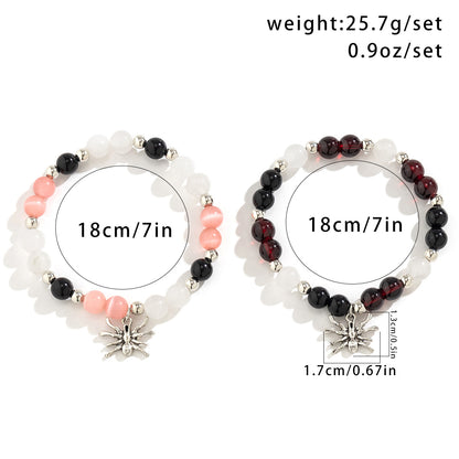 Halloween Blood Color Bead & Spider Pendant 2 Pcs Bracelet