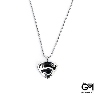 Titanium Steel Superman Logo Pendant Necklace