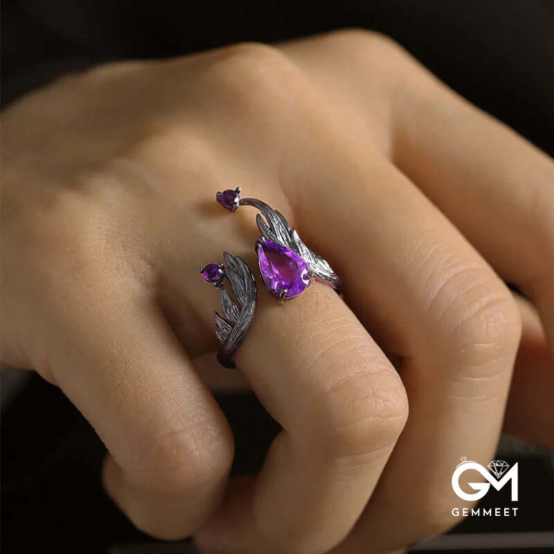 Dark Will-o'-the-wisp Amethyst Open Ring