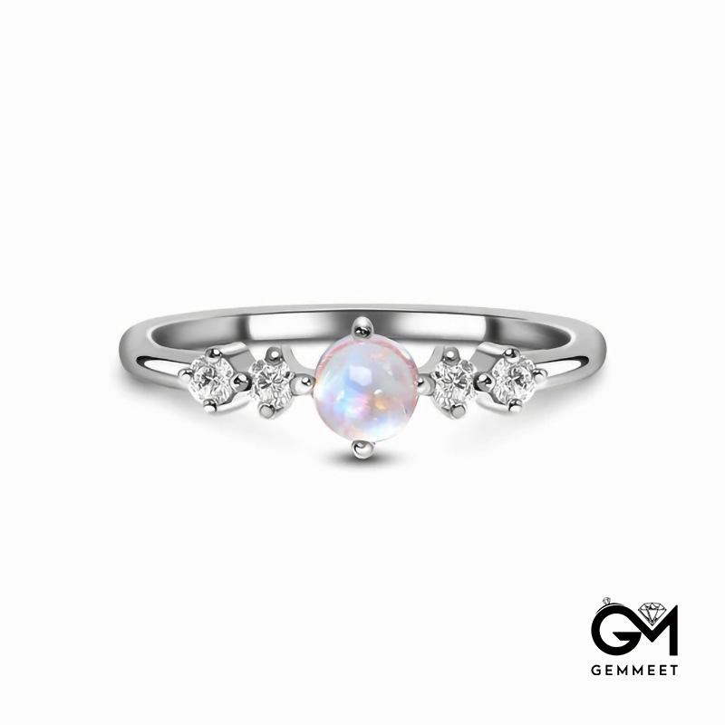 Simple Zircon Moonstone Ring