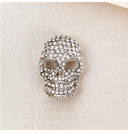 Halloween Diamond Skull Brooch Retro Personality Metal Brooch Jacket Suit Corsage Accessories