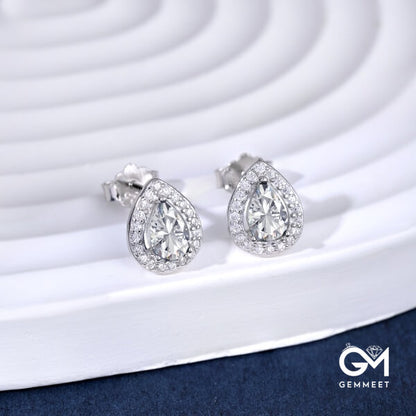 S925 Silver Water Drop Zircon Hollow Earrings