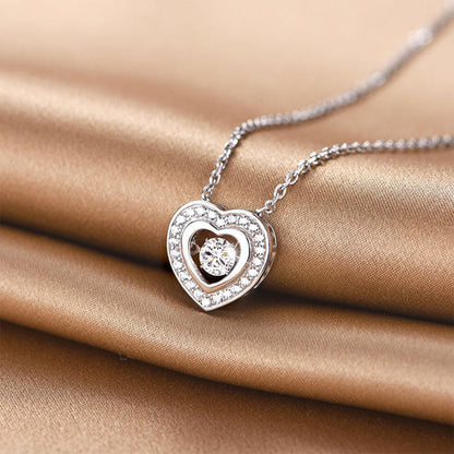 White Gold Hollow Heart Shape Beating Pendants Chains