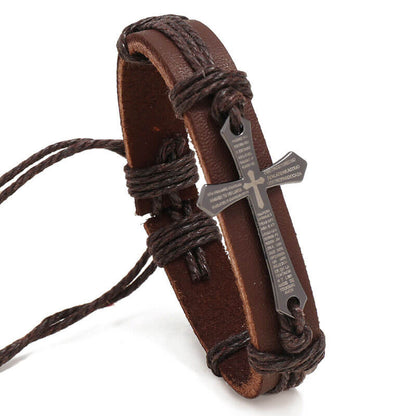 Hand-woven Leather Simple Pull Adjustment Vintage Leather Bracelet