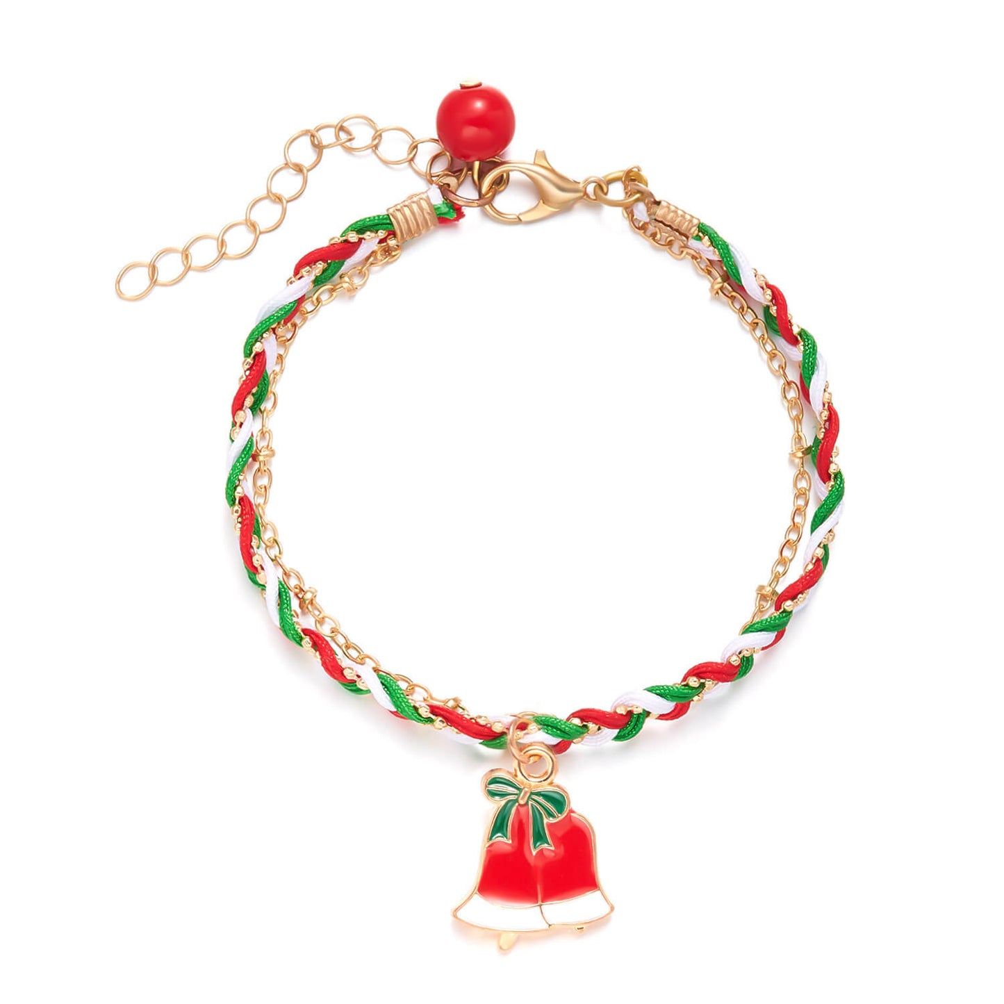 Drop Oil Christmas Tree Bead Braided Twist Bracelet