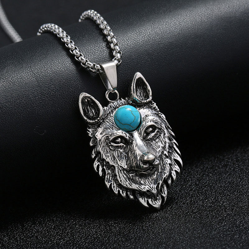 Domineering Simple Alloy Wolf Head Men's Skull Necklace